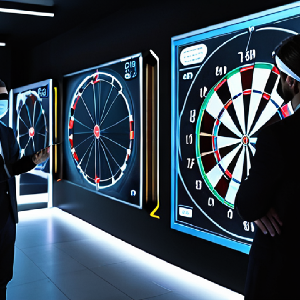 **From Intuition to Fact-Based Marketing:** A dramatic visual contrast: on the left, a frustrated, blindfolded marketer in a dimly lit, chaotic setting, throwing darts aimlessly at an unseen target. On the right, the same marketer, now clear-eyed and confident, stands in a well-lit, organized space, interacting with a glowing, precise digital dashboard displaying clear data visualizations and charts. The style should be professional and conceptual, emphasizing the transformation from uncertainty to clarity, with a clean, almost minimalist aesthetic.