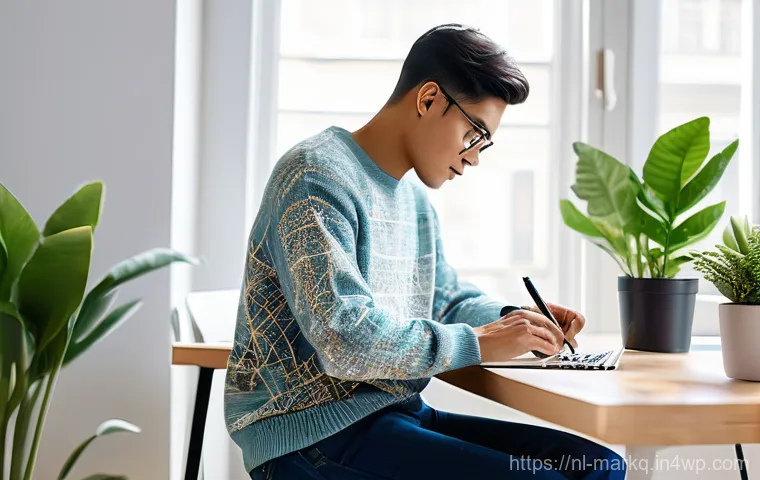 SNS 콘텐츠 해시태그 전략 - **Prompt:** A young, determined content creator, wearing comfortable yet stylish casual clothing (e....