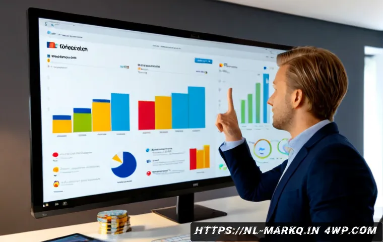 SNS 광고 캠페인 최적화 방법 - Photorealistic Dutch social media marketing specialist reviewing an advertising campaign on a large ...